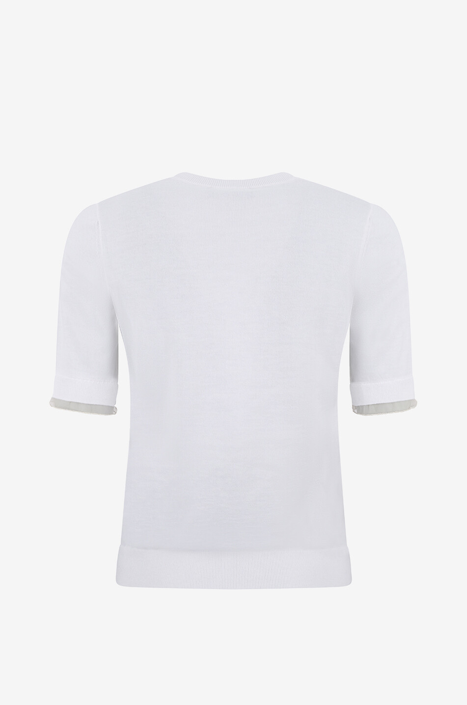 FABIANA FILIPPI Pull à manches courtes en laine et coton orné de tulle Femme BLANC 2