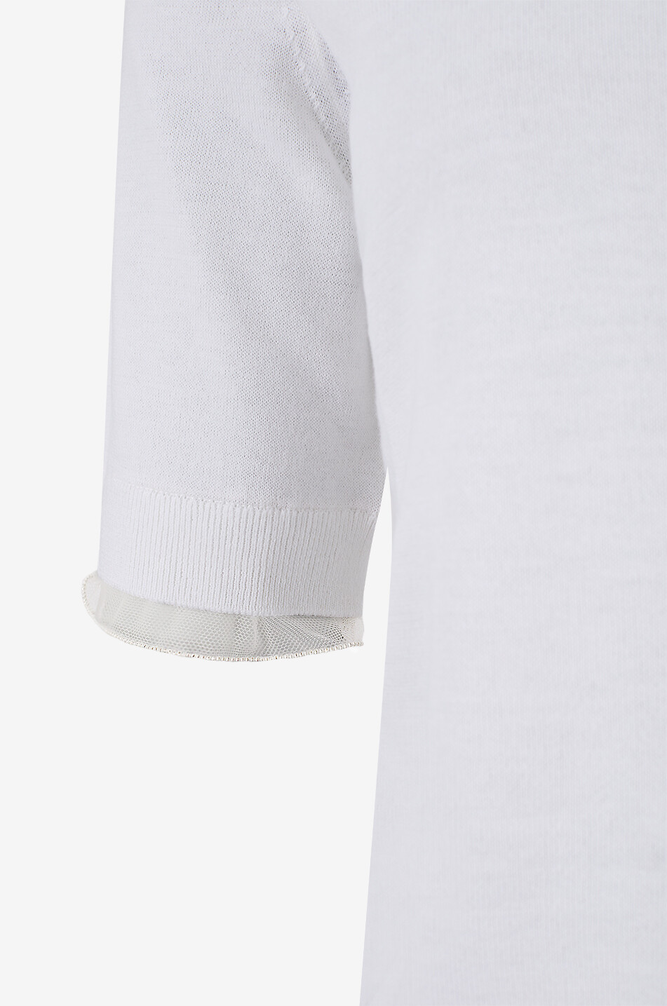 FABIANA FILIPPI Pull à manches courtes en laine et coton orné de tulle Femme BLANC 3