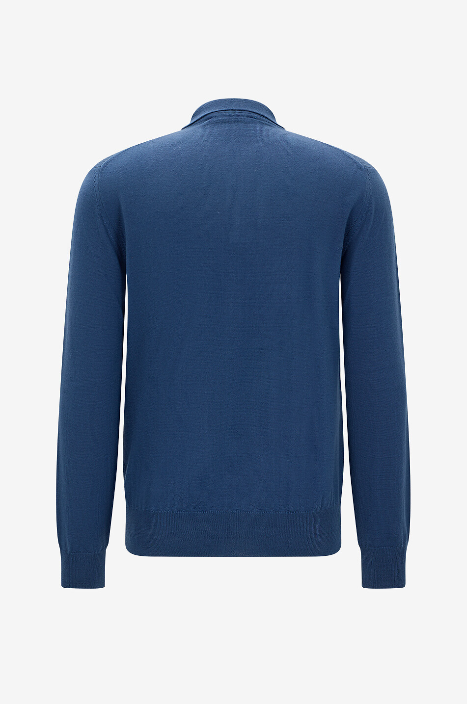 AURELIEN Pull polo ajusté côtelé en Cashwool à col zippé Homme BLEU 2