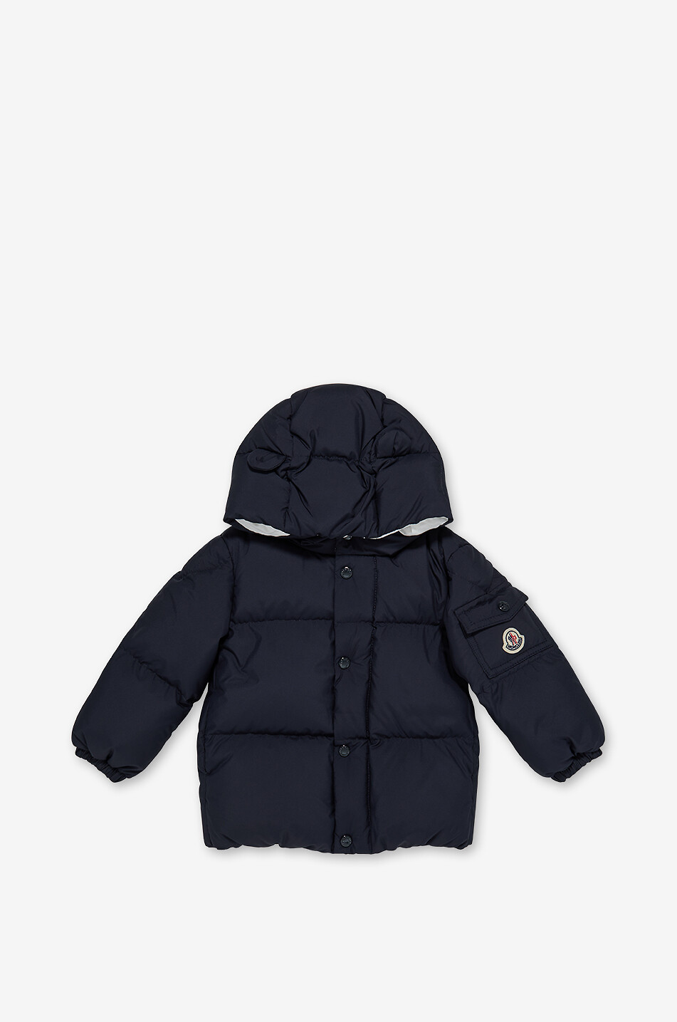 Molan baby hooded A-line down jacket with ruffles - MONCLER - DARK
