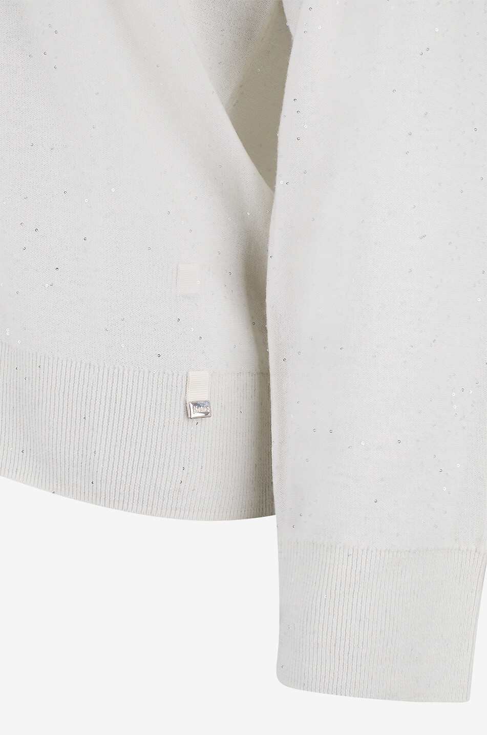HERNO Pull à col V en laine mélangée orné de micro-sequins Femme BLANC 3