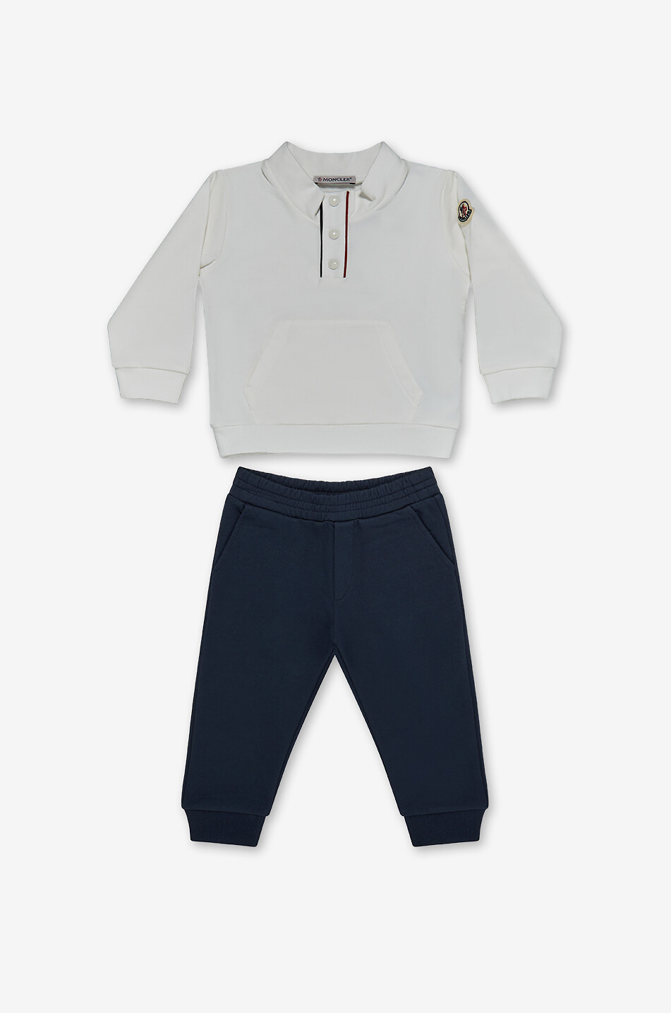 MONCLER Ensemble bébé pantalon de jogging et sweat-shirt à col montant boutonné Bébé BLEU FONCE 1