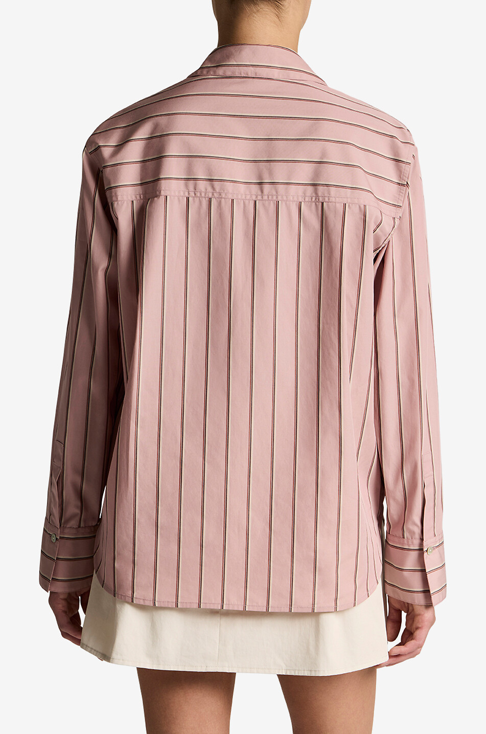 VINCE Striped long-sleeve popeline shirt Women LIGHT PINK 4