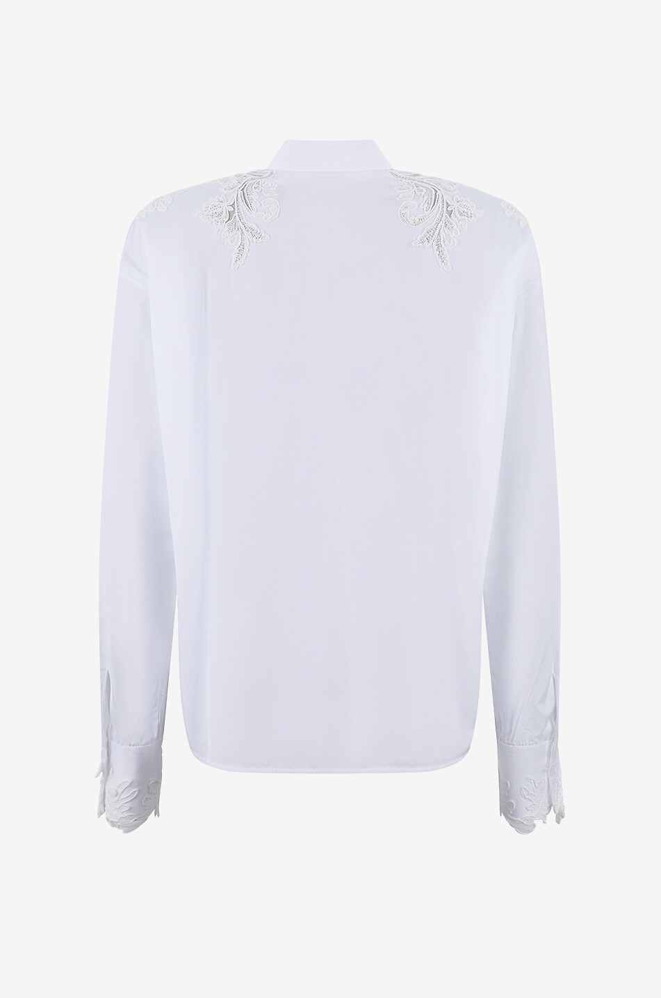 ERMANNO SCERVINO Langärmeliges besticktes Baumwollhemd mit Spitze Damen WEISS 2