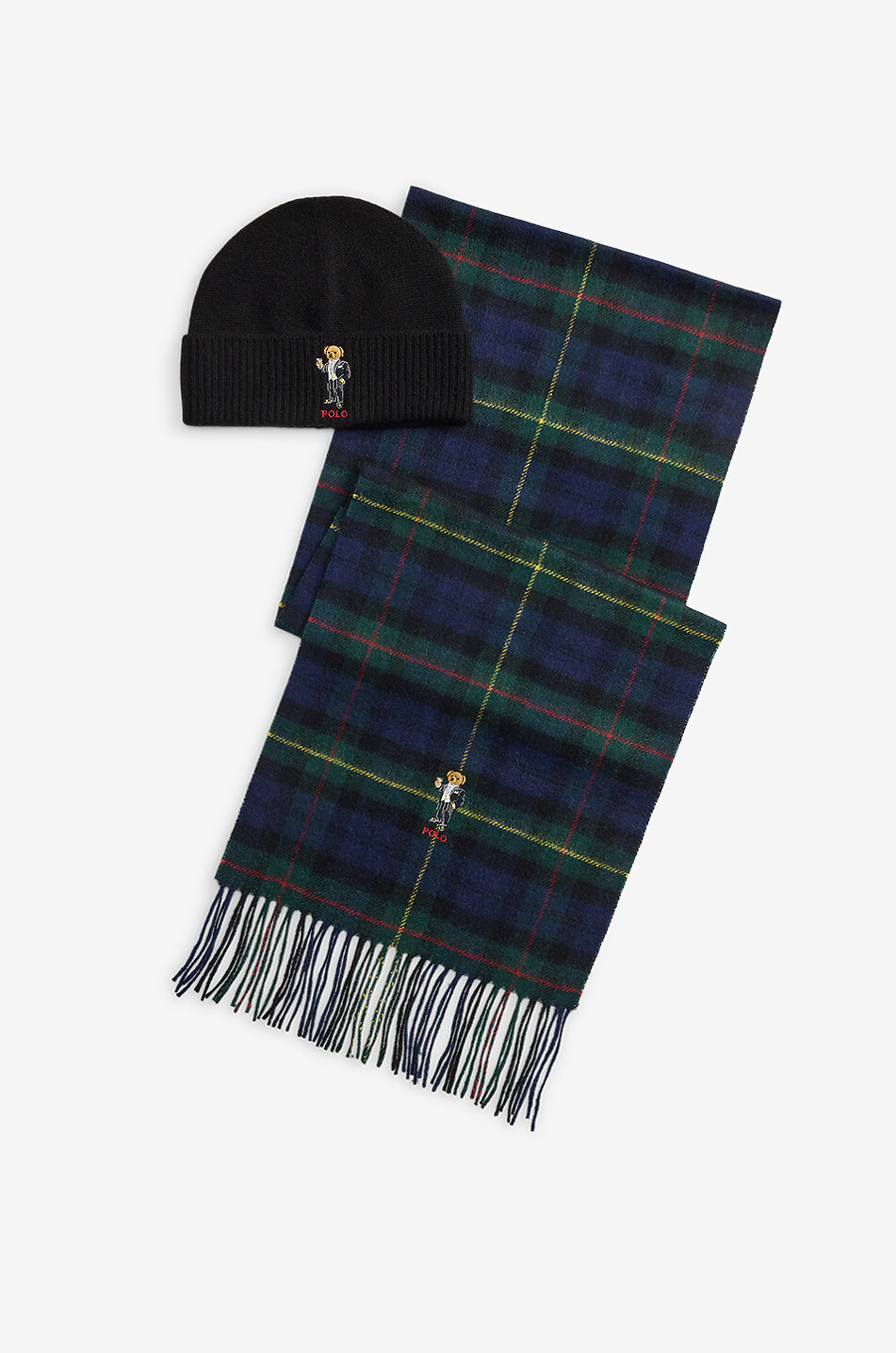 POLO RALPH LAUREN Mützen- und Schal-Set aus Tartan-Wolle und Kaschmir Polo Bear Herren BUNT 1