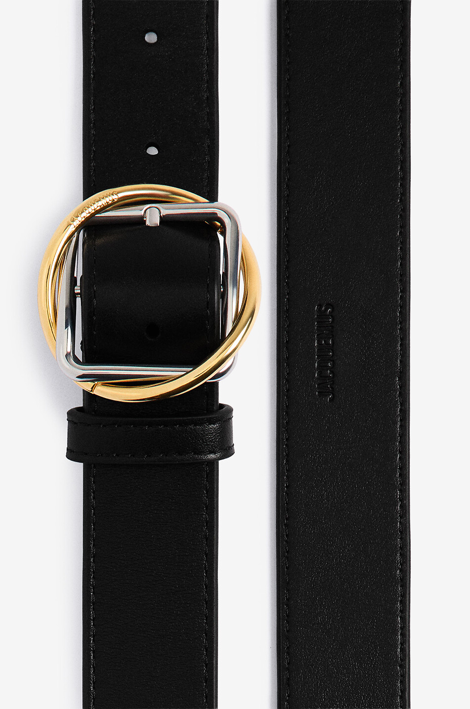 JACQUEMUS Ceinture en cuir lisse à boucle double La Ceinture Salon Femme NOIR 2