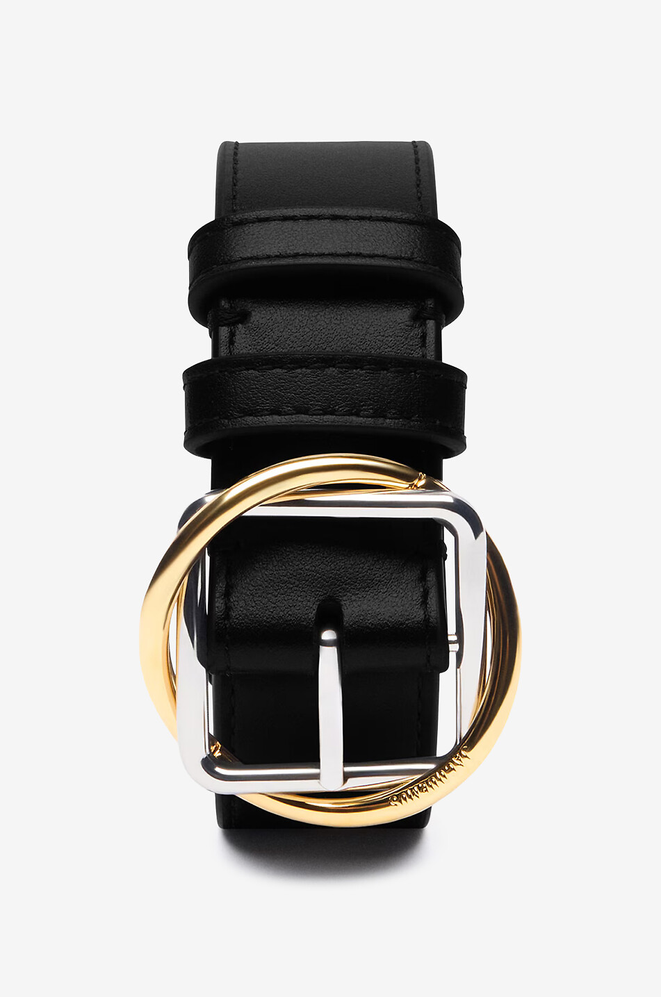JACQUEMUS Ceinture en cuir lisse à boucle double La Ceinture Salon Femme NOIR 3