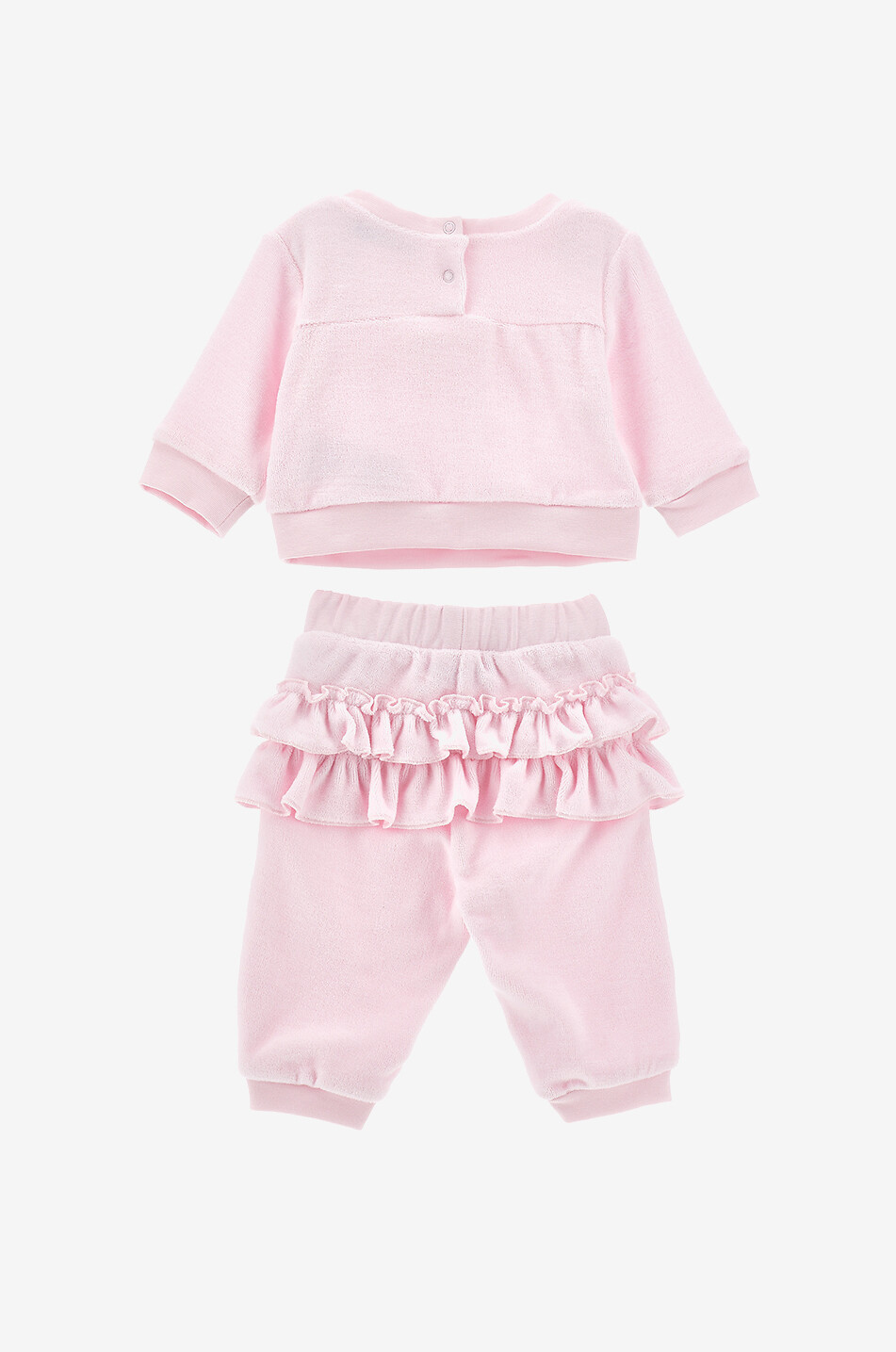 MONNALISA Baby terry cotton tracksuit with embroideries and ruffles Baby PINK 2