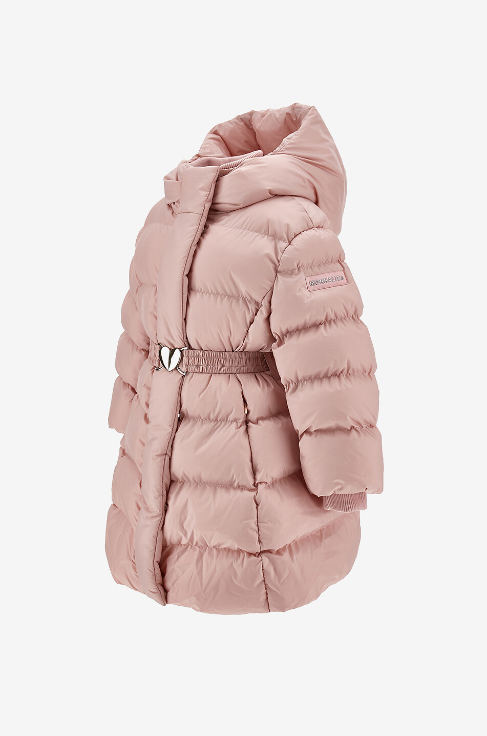 MONNALISA Belted hooded long girls' down jacket Girl PINK 4