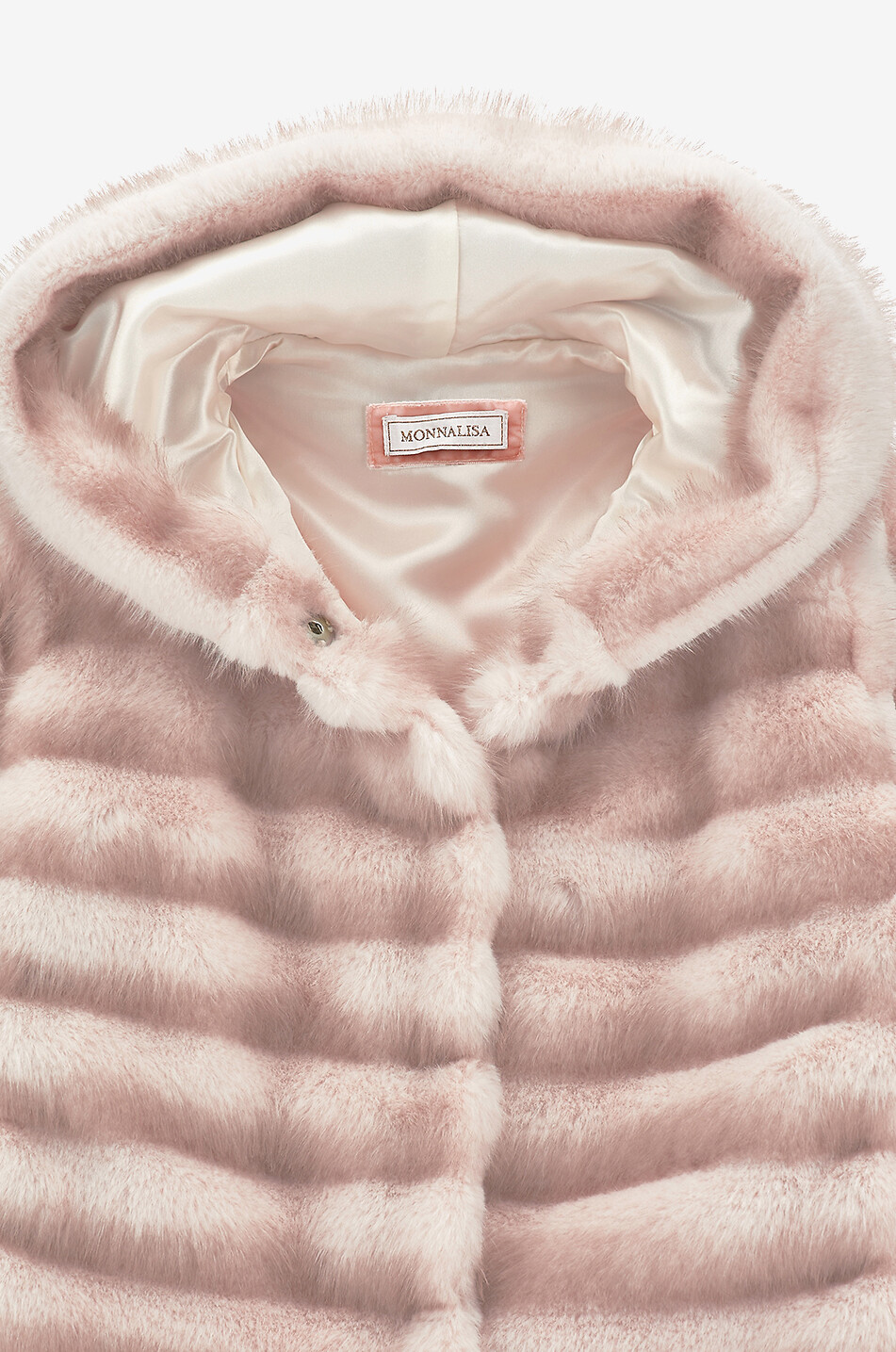 MONNALISA Girls' short hooded faux fur coat Girl PINK 3