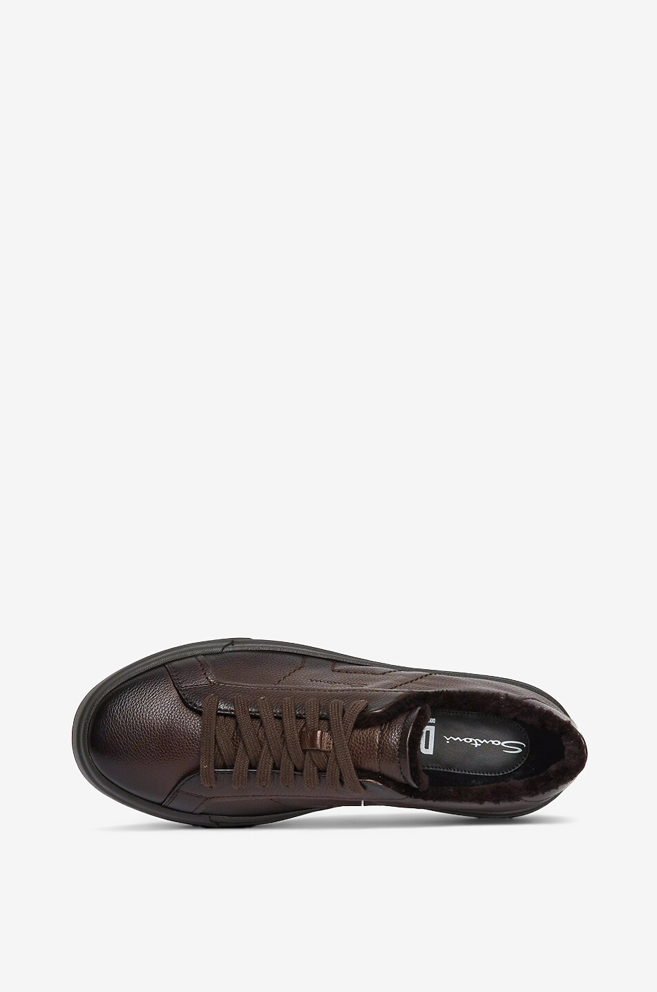 SANTONI Niedrige Schnürsneakers aus genarbtem Leder mit Shearling-Futter DBS Oly Herren DUNKELBRAUN 7