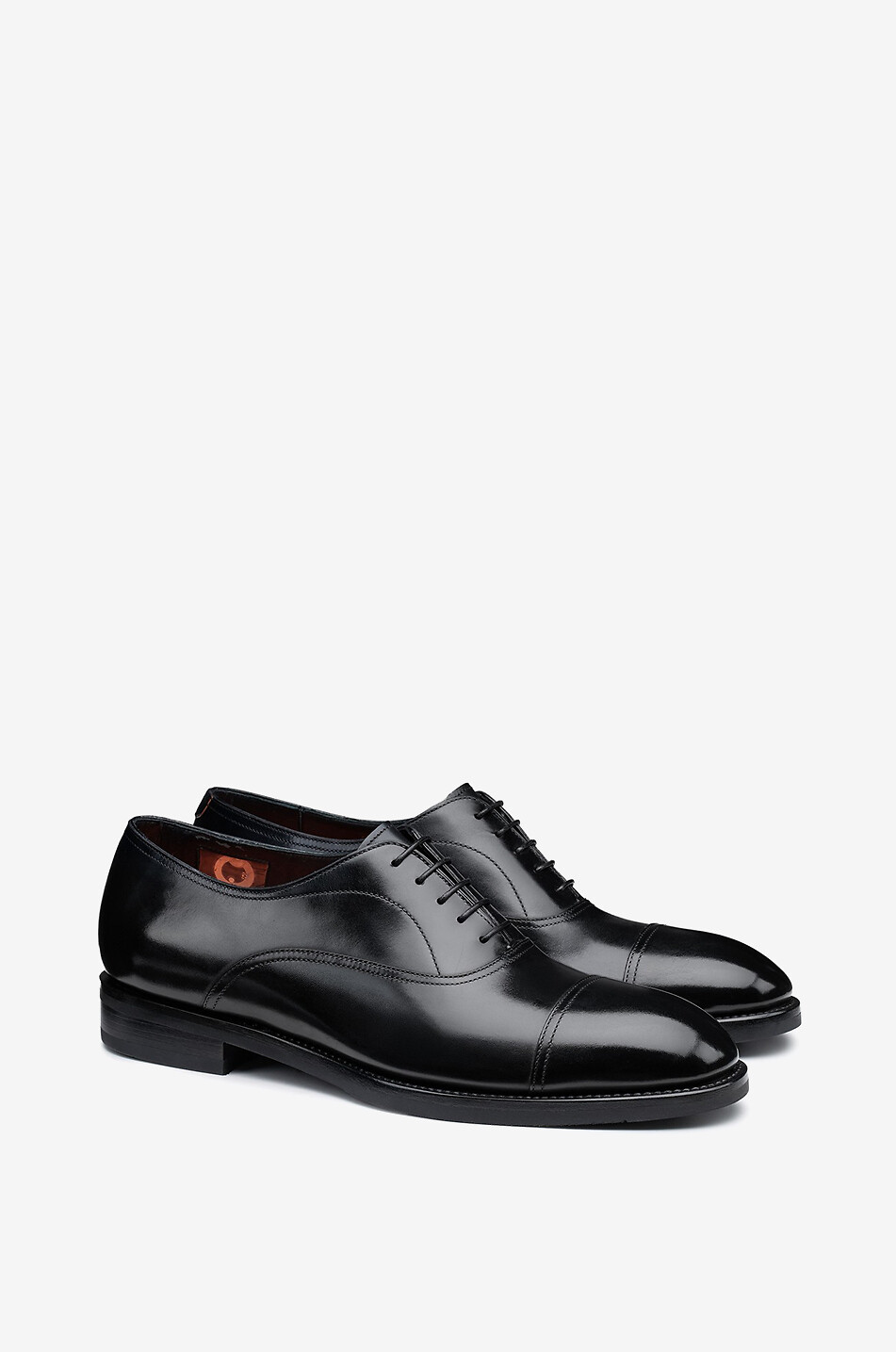 SANTONI Chaussures oxford à lacets en cuir brillant Homme NOIR 3