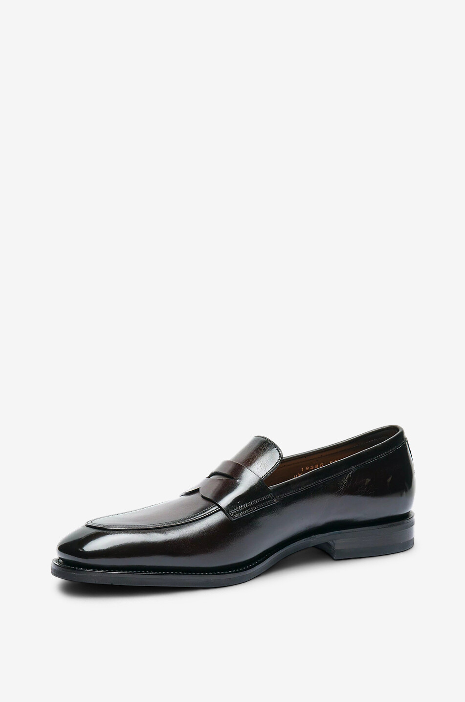 SANTONI Glossy calfskin loafers Men DARK BROWN 5