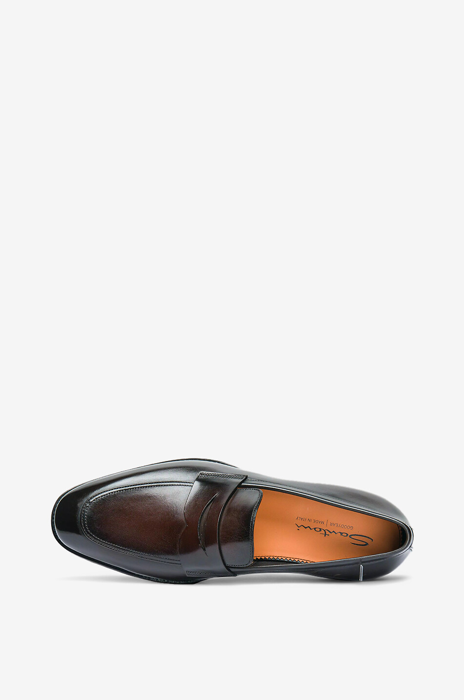 SANTONI Glossy calfskin loafers Men DARK BROWN 7