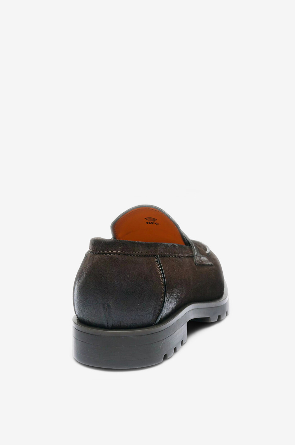SANTONI Penny loafers in patinated suede Men DARK BROWN 5