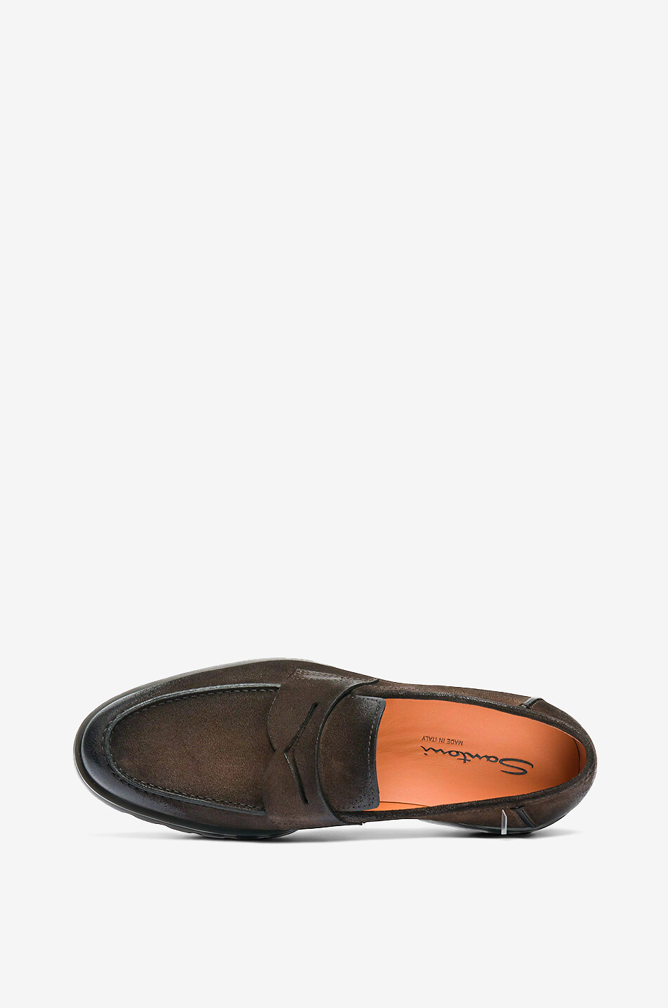 SANTONI Penny loafers in patinated suede Men DARK BROWN 6