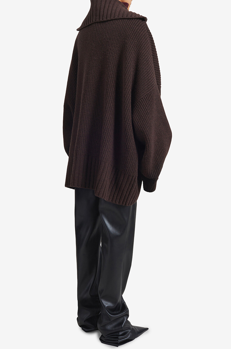 THE FRANKIE SHOP Veda full-zip oversized wool funnel-neck cardigan Women BROWN 3