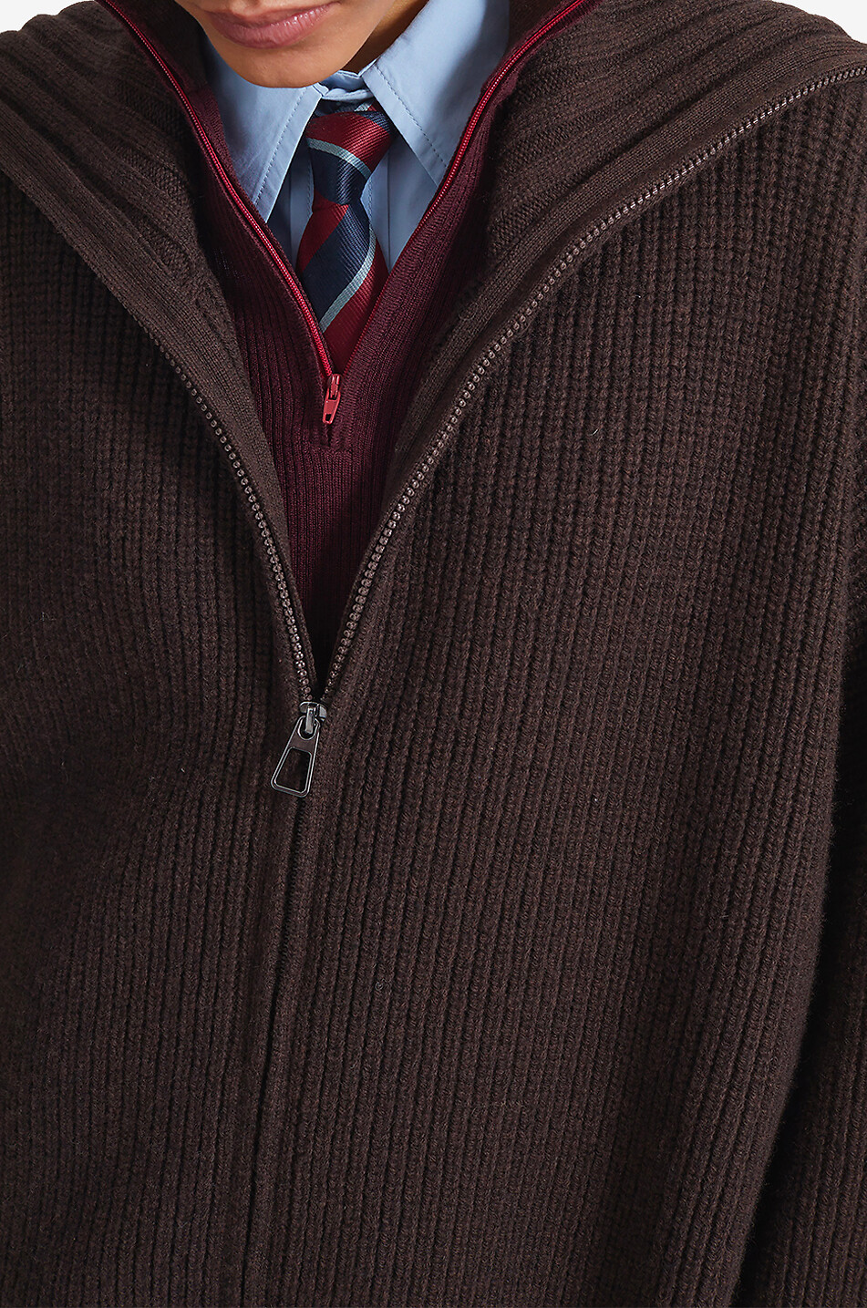 THE FRANKIE SHOP Veda full-zip oversized wool funnel-neck cardigan Women BROWN 8