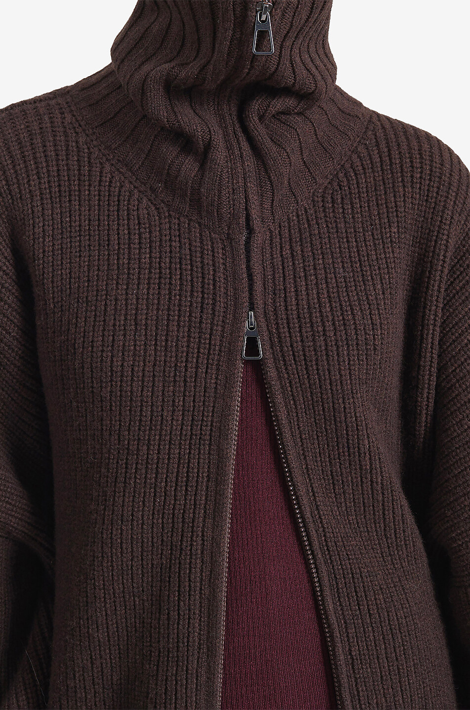 THE FRANKIE SHOP Veda full-zip oversized wool funnel-neck cardigan Women BROWN 4