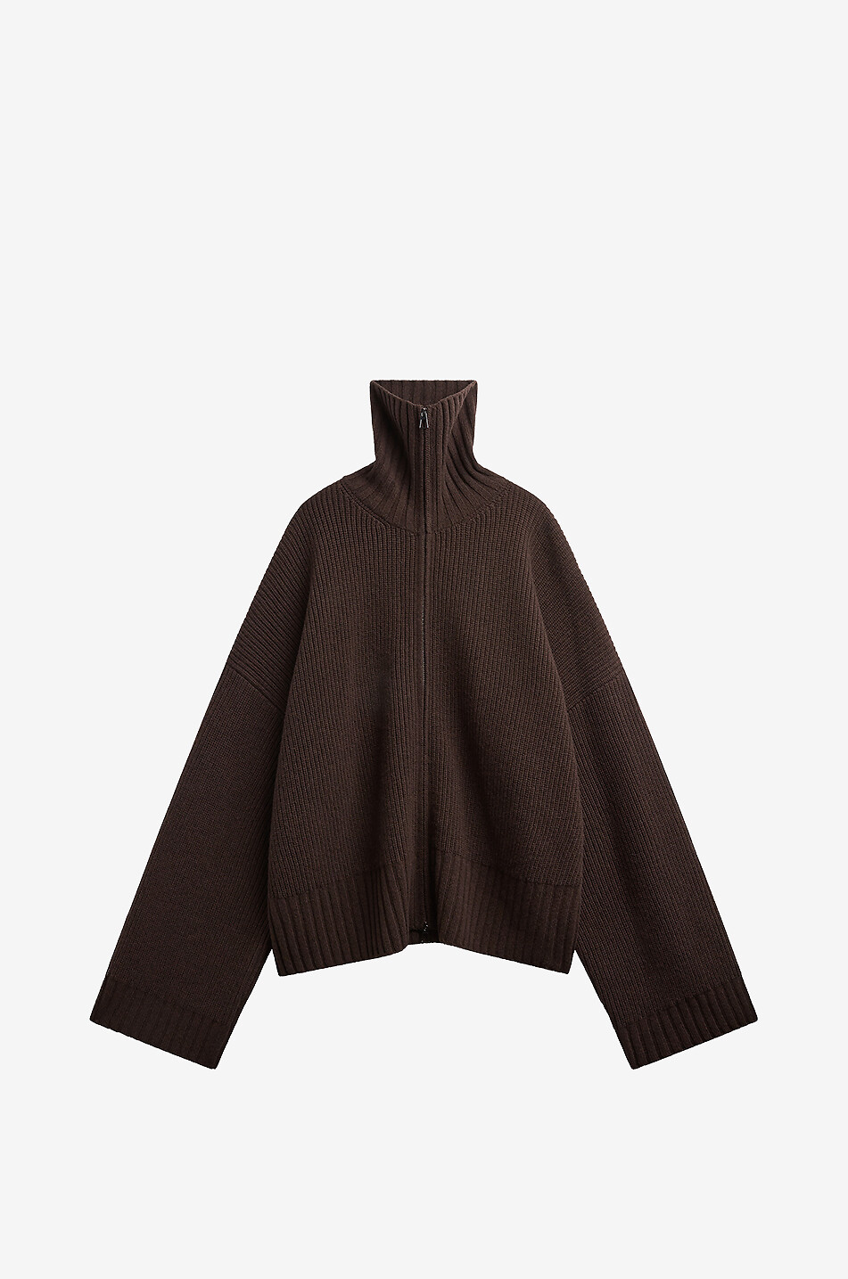 THE FRANKIE SHOP Veda full-zip oversized wool funnel-neck cardigan Women BROWN 1