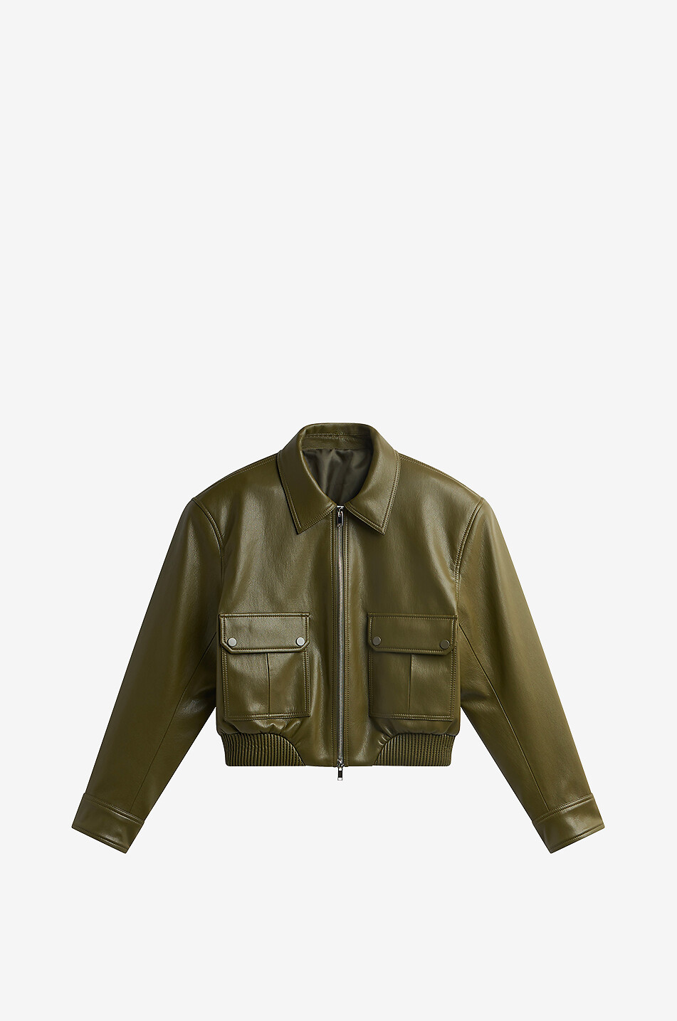 Veste courte en cuir synthétique à col chemise Val