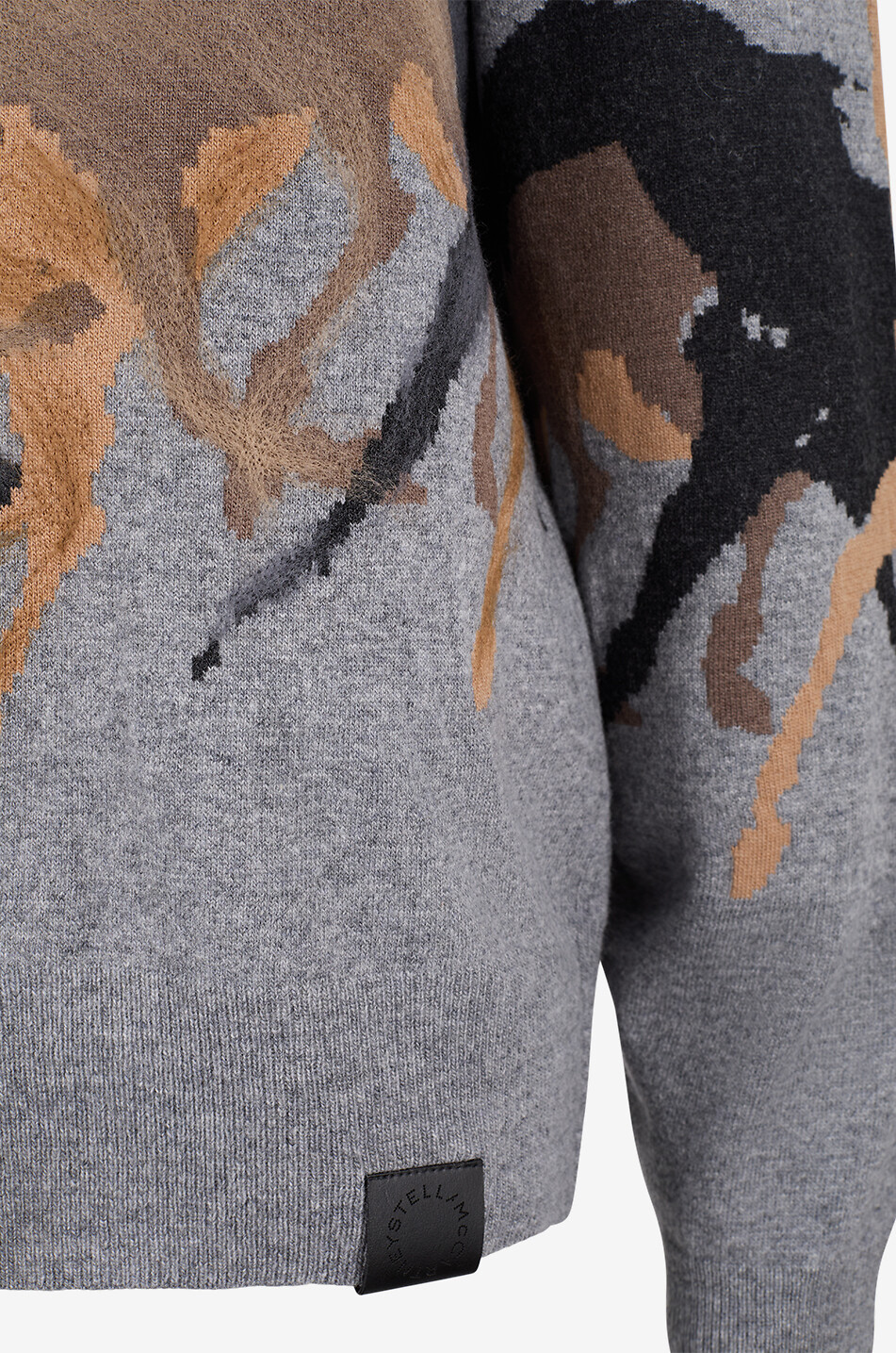 STELLA McCARTNEY Jacquard-Pullover mit Rundhalsausschnitt aus Schurwolle Damen GRAU 3