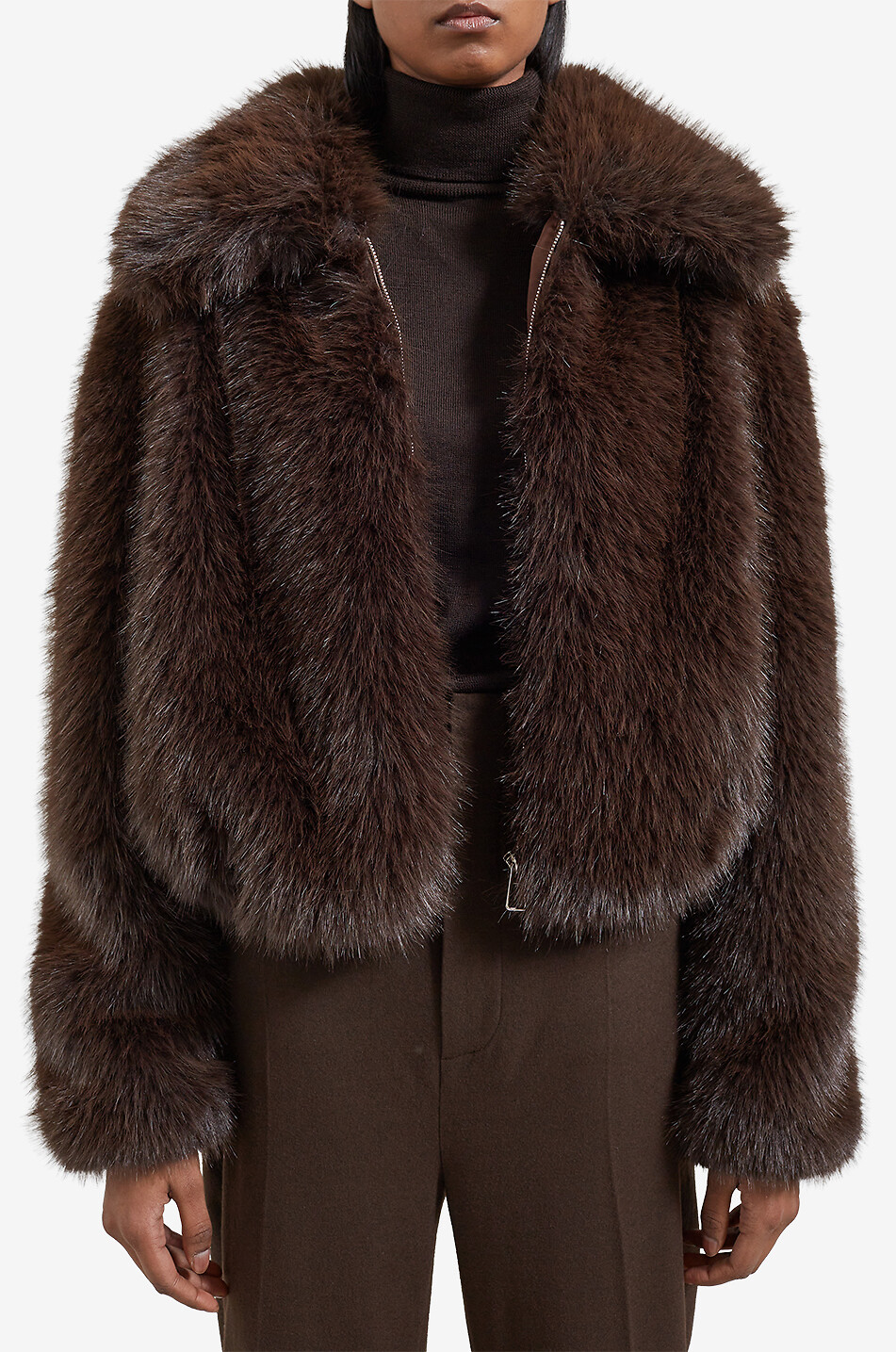 THE FRANKIE SHOP Kurze Oversizejacke aus Kunstfell Hope Damen BRAUN 8
