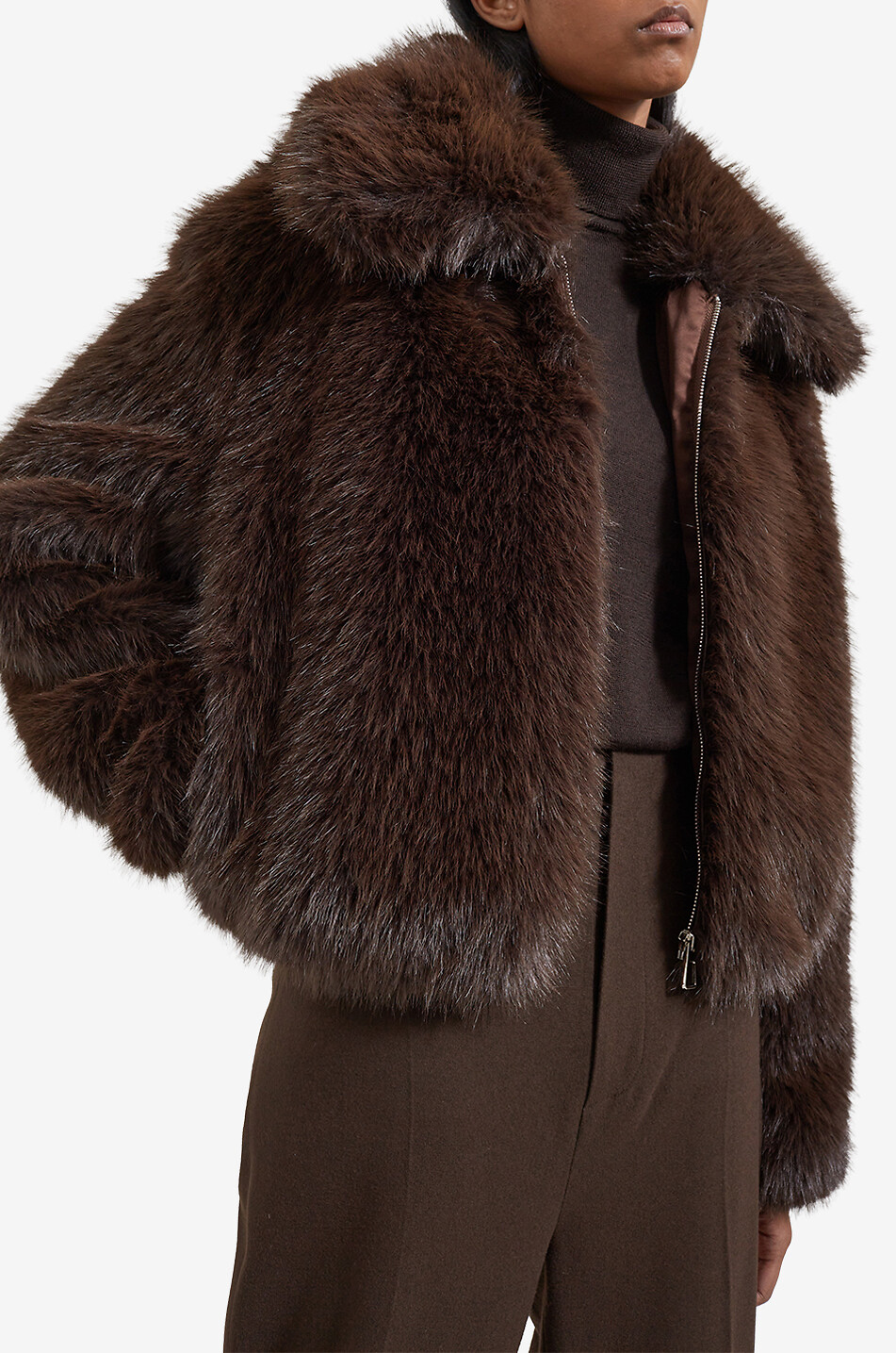 THE FRANKIE SHOP Kurze Oversizejacke aus Kunstfell Hope Damen BRAUN 5
