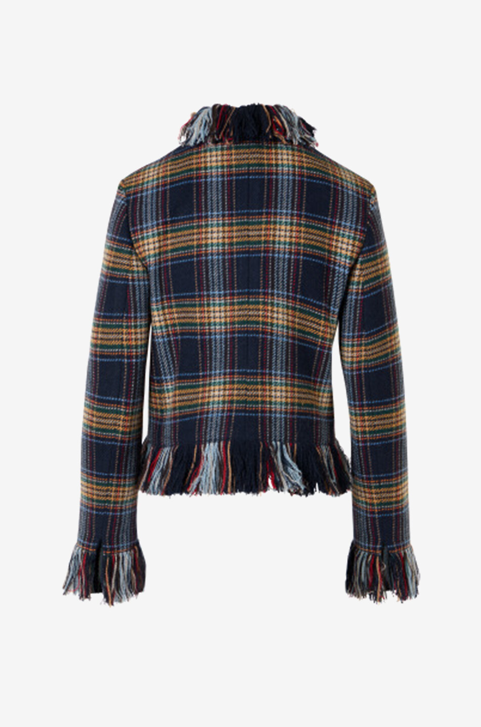 AKRIS PUNTO Checked lightweight mixed wool fringed jacket Women MULTI COLOURED 2