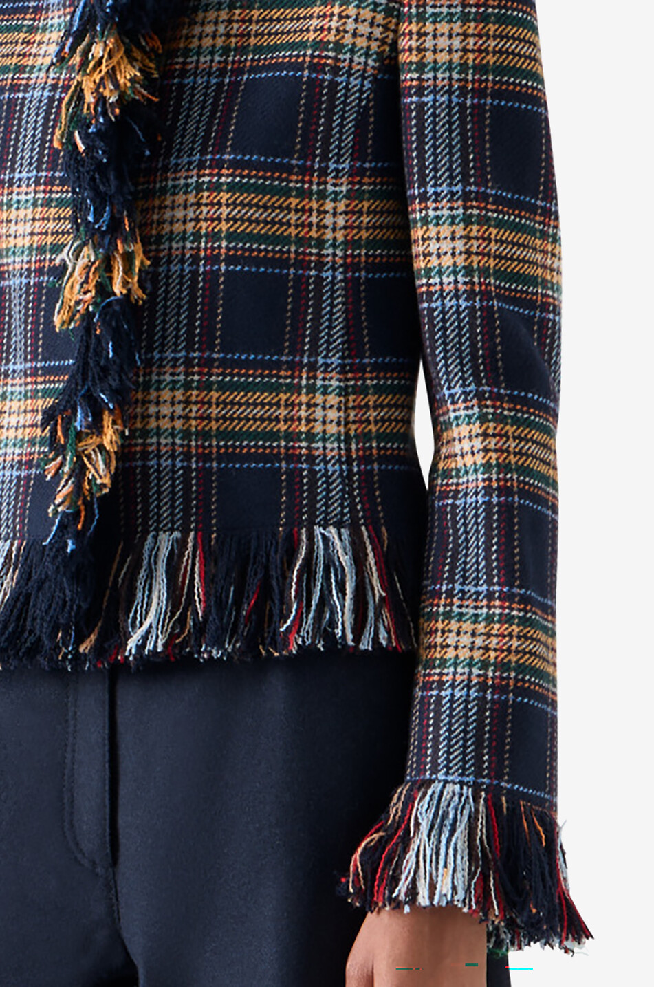 AKRIS PUNTO Checked lightweight mixed wool fringed jacket Women MULTI COLOURED 5