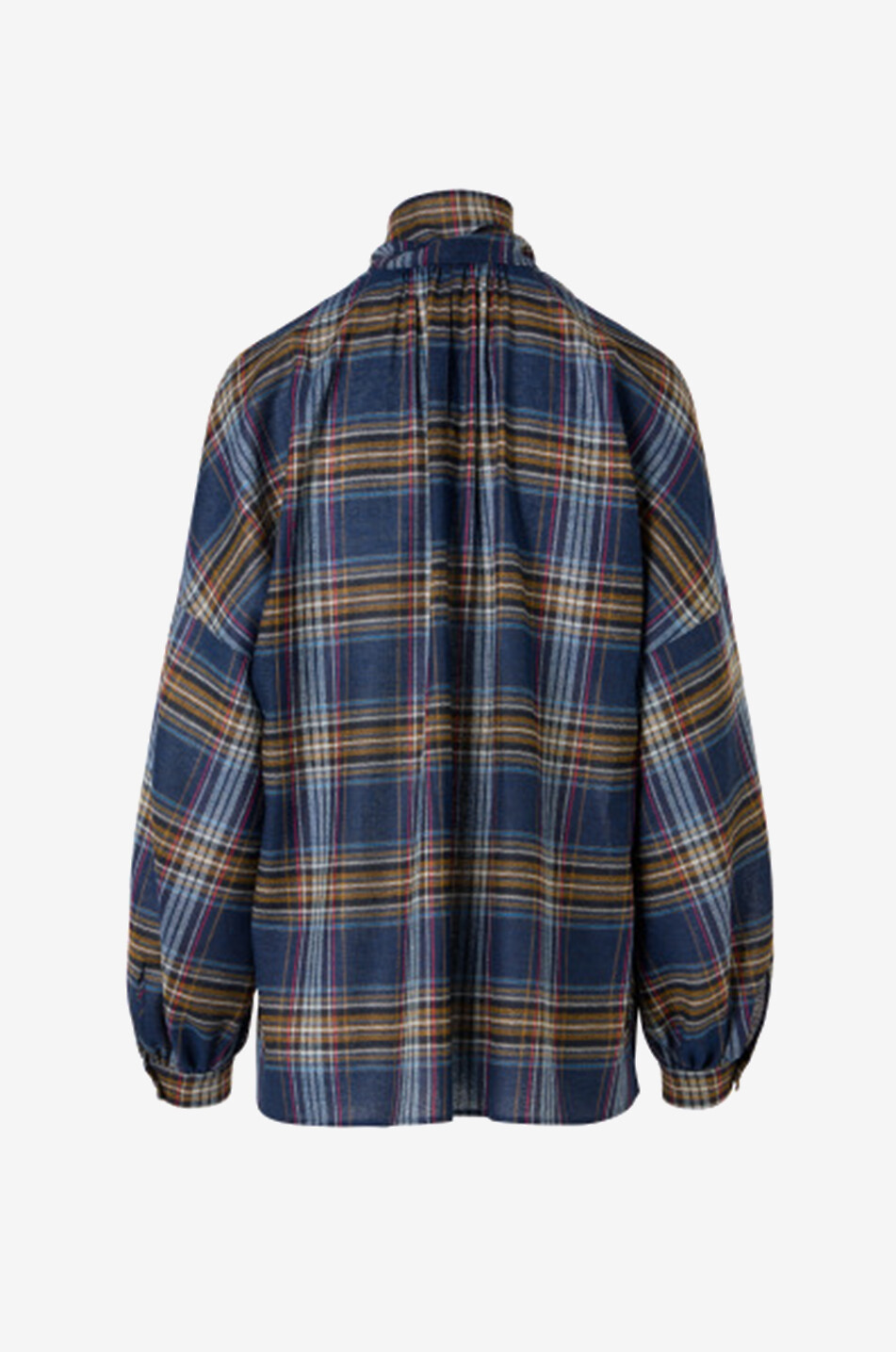 AKRIS PUNTO Blouse à carreaux ample en laine mélangée à lavallière Femme MULTICOLORE 2