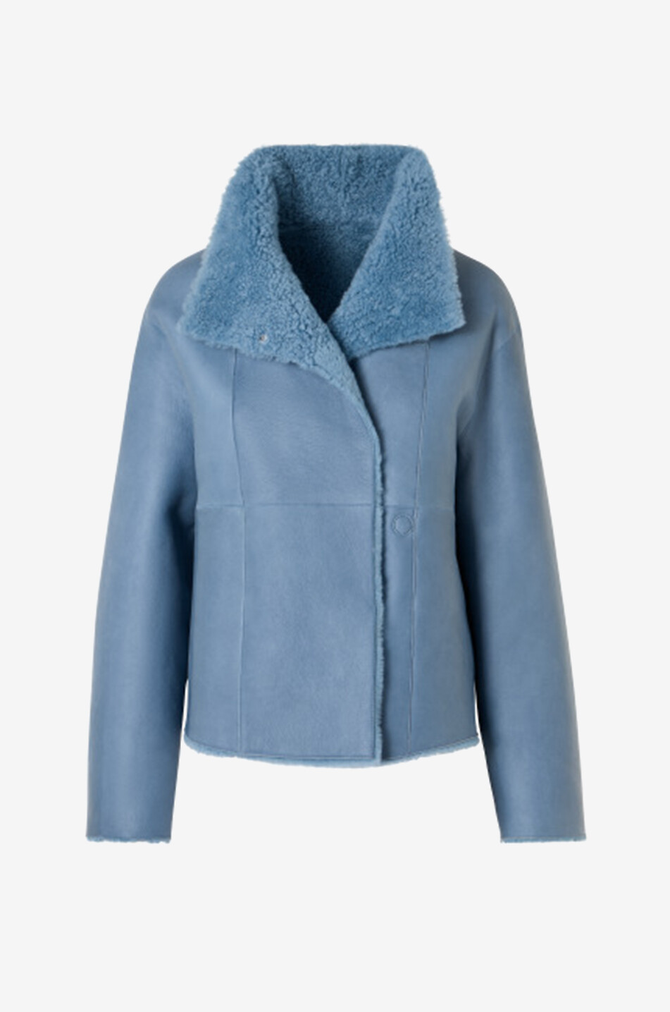 AKRIS PUNTO Reversible shearling short coat with funnel neck Women LIGHT BLUE 2