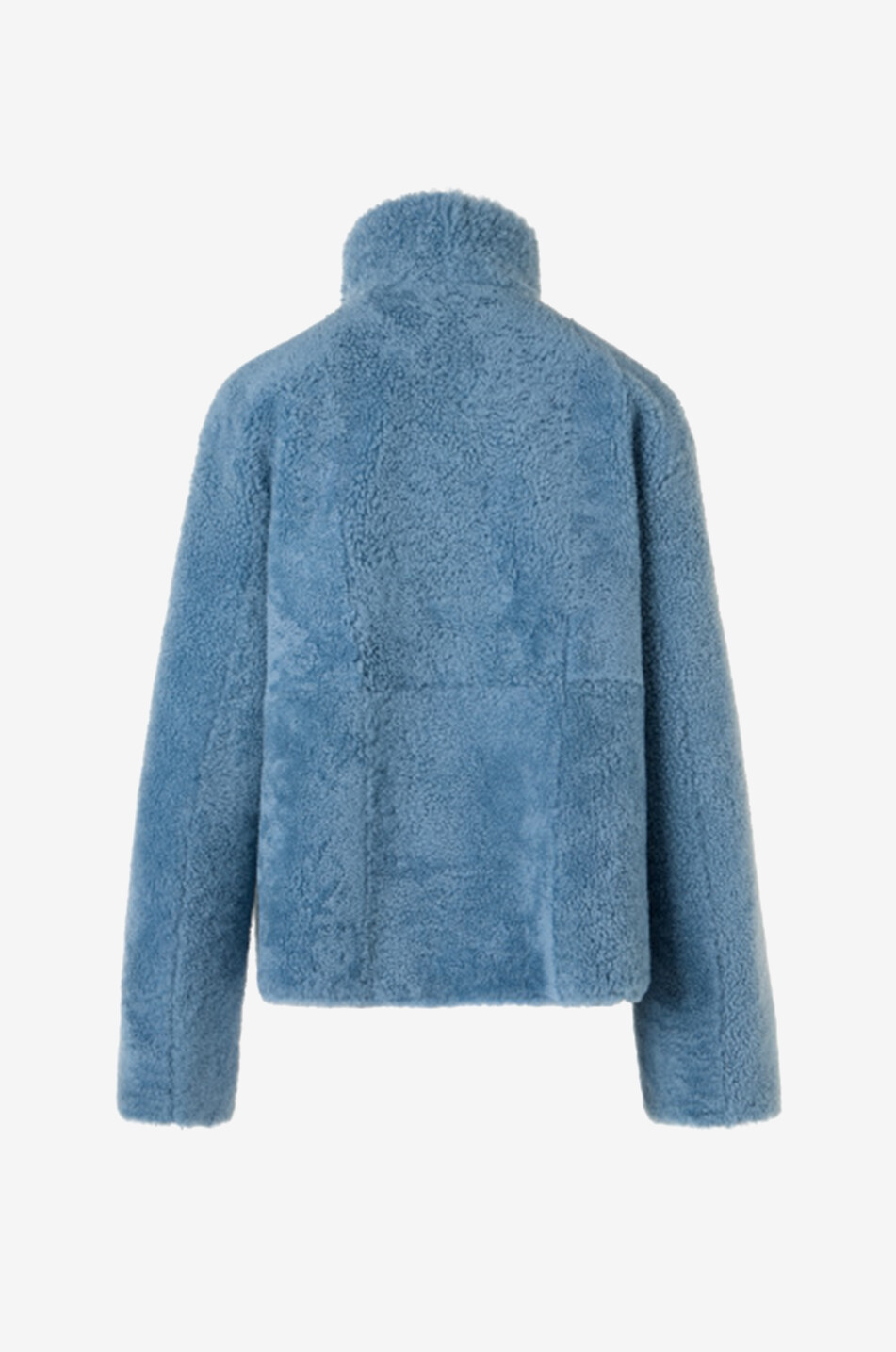 AKRIS PUNTO Reversible shearling short coat with funnel neck Women LIGHT BLUE 4