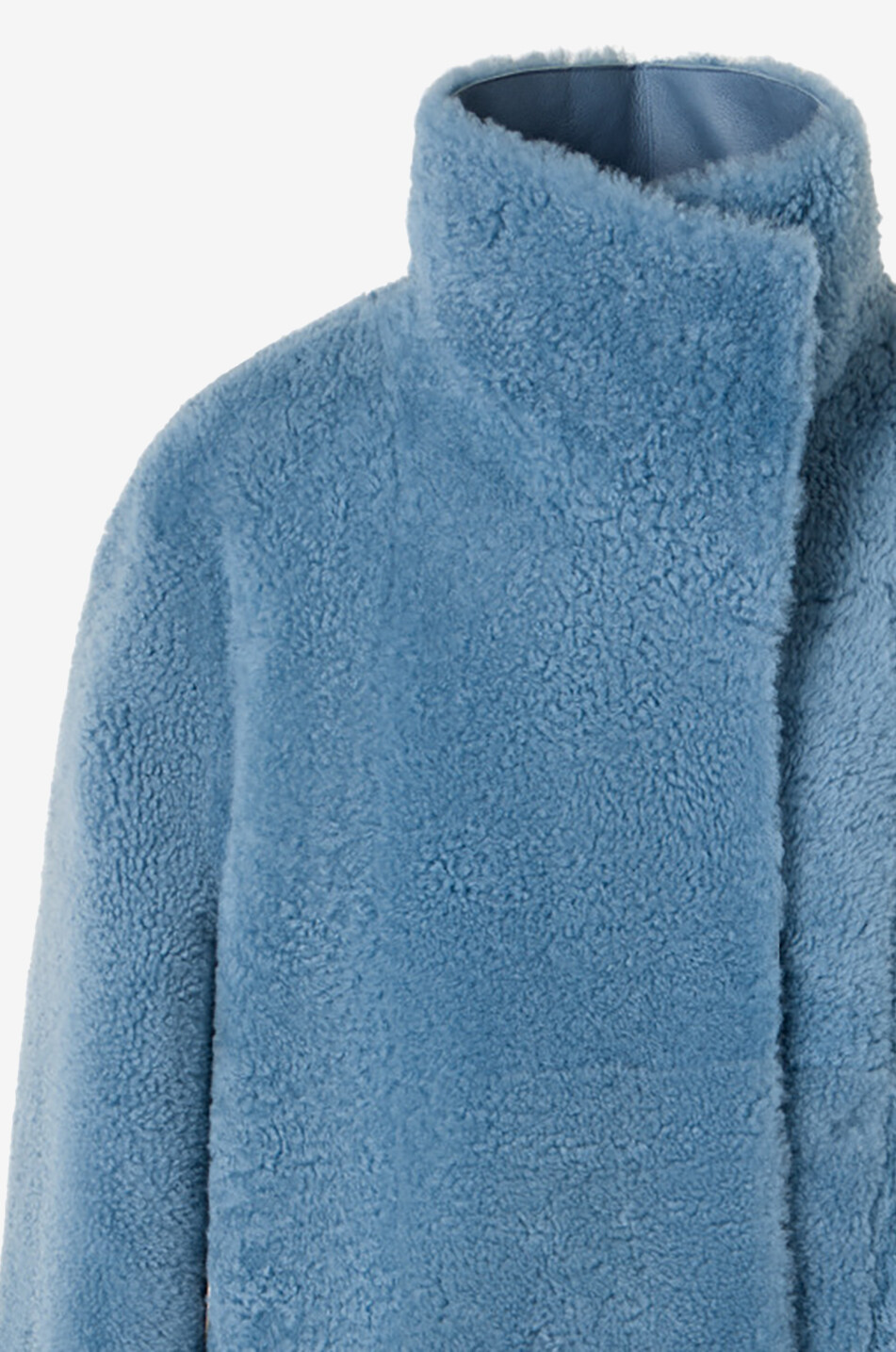 AKRIS PUNTO Reversible shearling short coat with funnel neck Women LIGHT BLUE 6