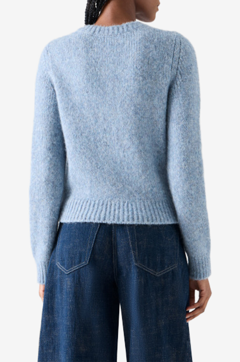 AKRIS PUNTO Alpaga mixed-knit round-neck pullover Women LIGHT BLUE 4