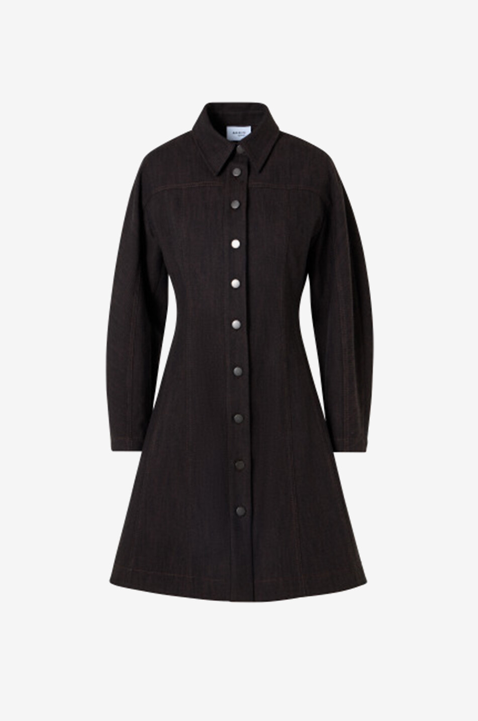 AKRIS PUNTO Fit-and-flare mini shirt dress in winter denim Women DARK BROWN 1
