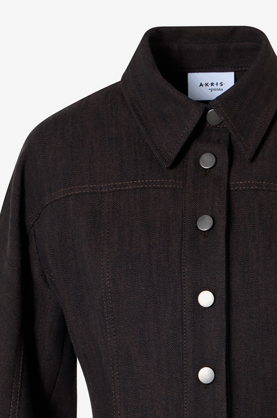 AKRIS PUNTO Fit-and-flare mini shirt dress in winter denim Women DARK BROWN 8