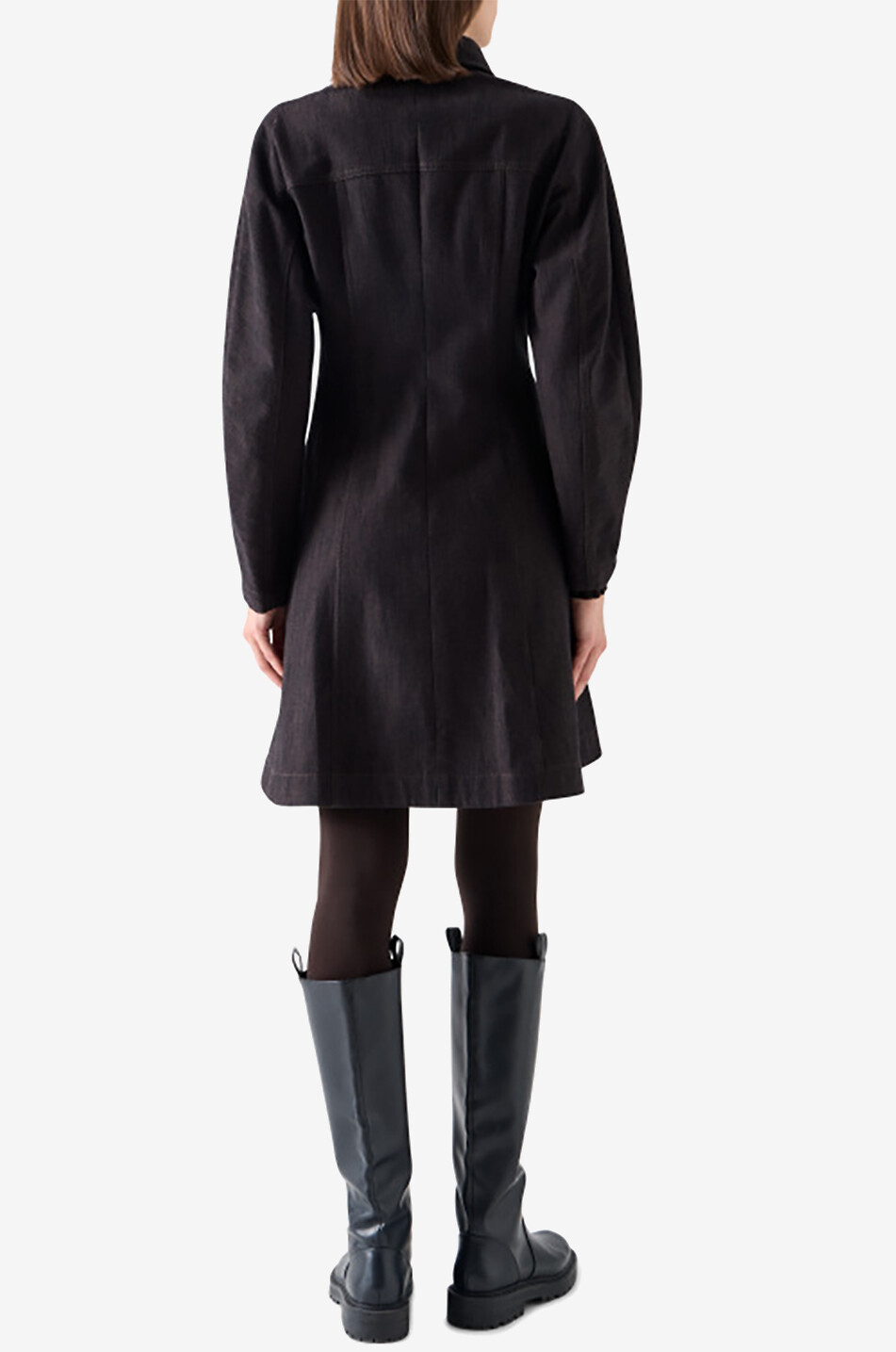 AKRIS PUNTO Fit-and-flare mini shirt dress in winter denim Women DARK BROWN 4