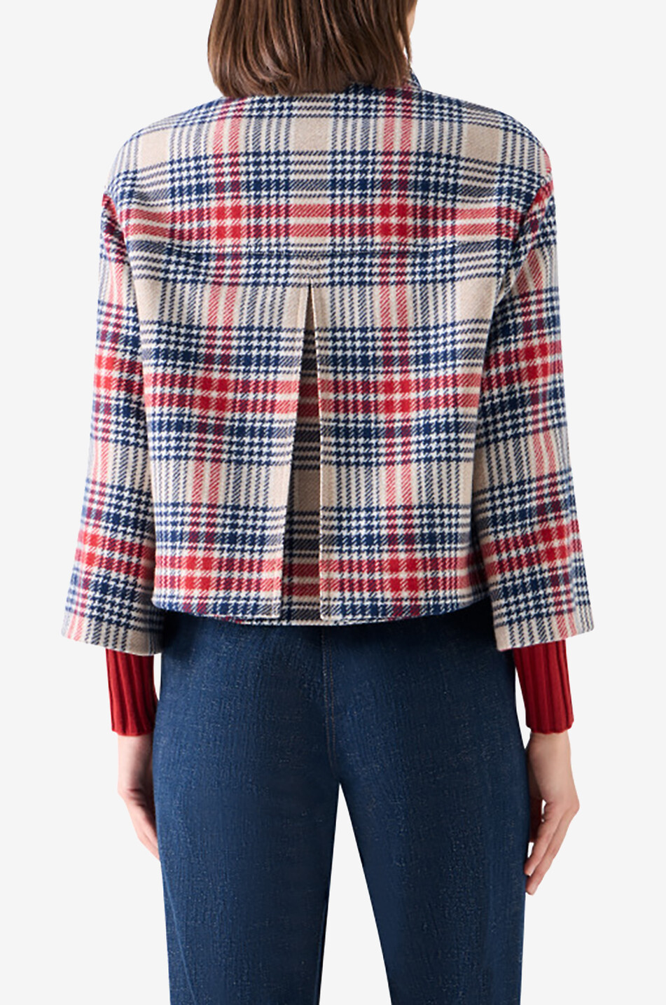AKRIS PUNTO Kurze karierte Jacke aus Wollmischung Damen BUNT 4