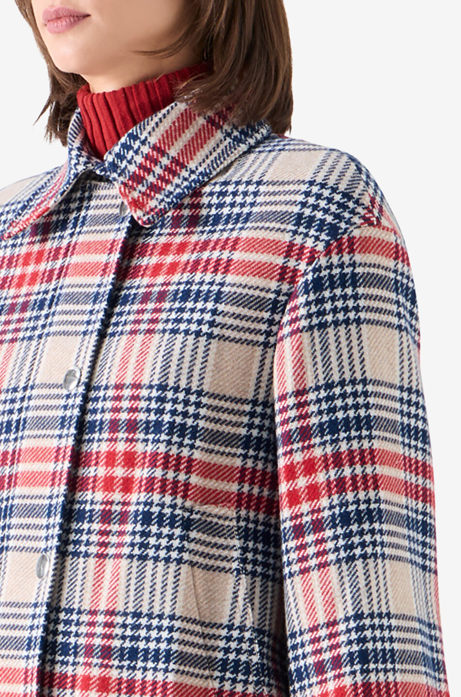 AKRIS PUNTO Kurze karierte Jacke aus Wollmischung Damen BUNT 6