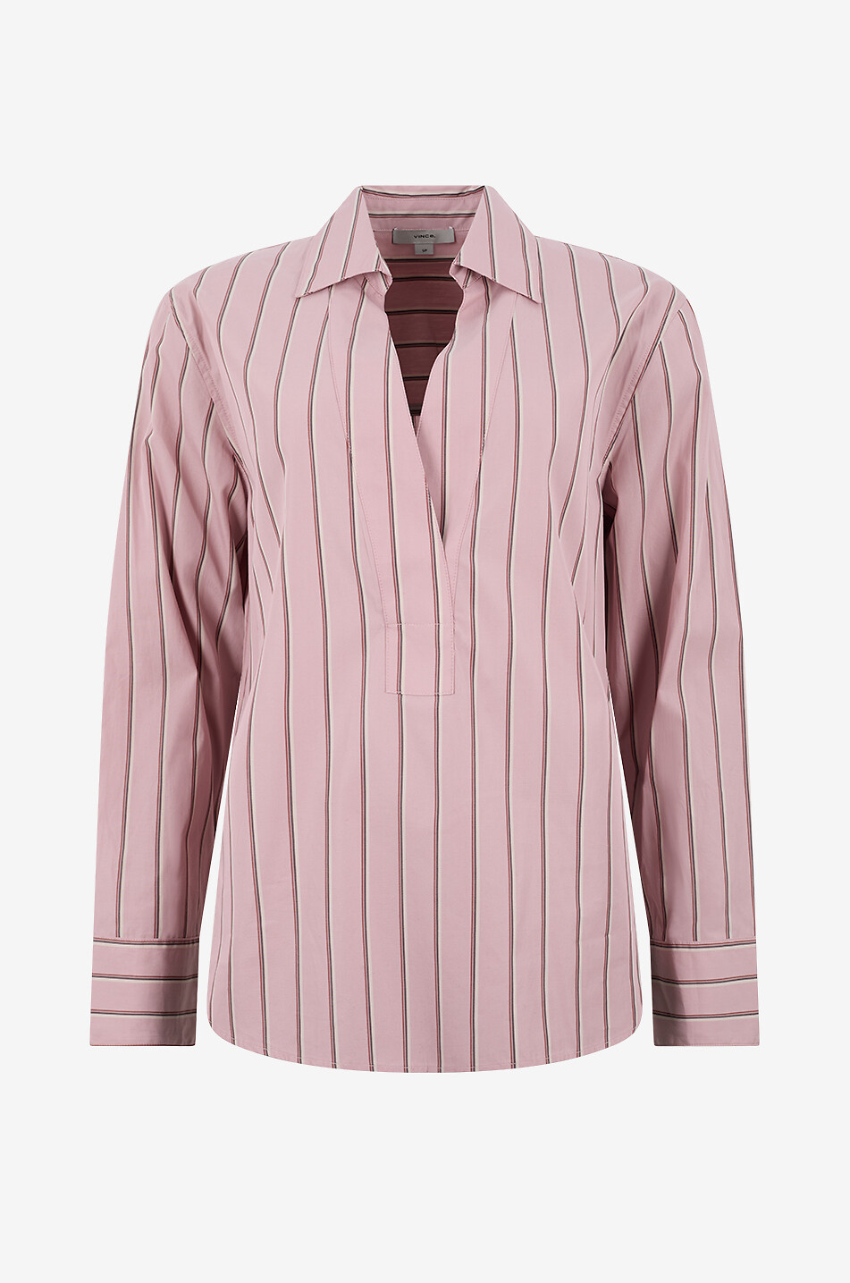 VINCE Striped long-sleeve popeline shirt Women LIGHT PINK 1