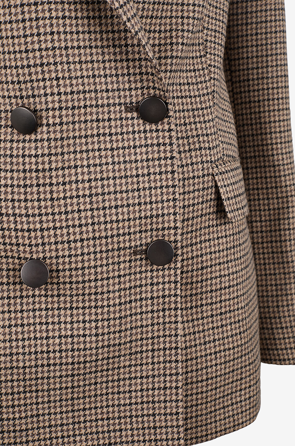 TAGLIATORE Blazer croisé pied-de-poule en laine mélangée Femme MARRON MOYEN 3