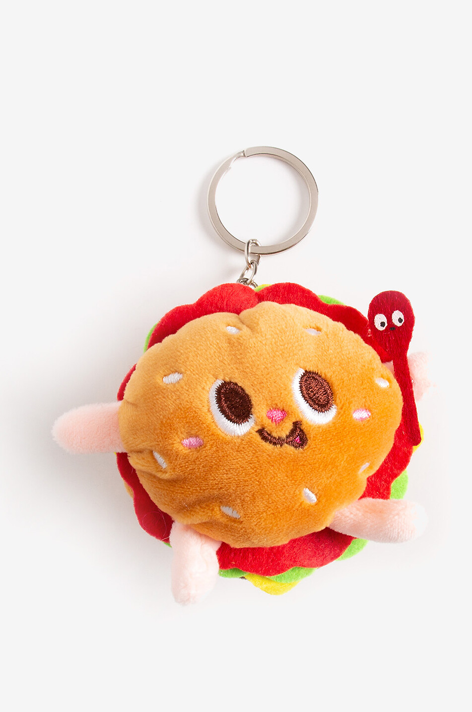 Porte-clés peluche en forme de burger brodé