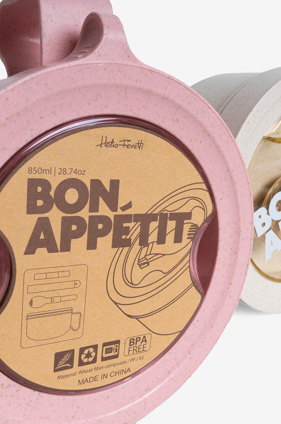 HELIO FERRETTI Bol repas rond avec couverts en fibre de blé - 850 ml Maison ROSE 2