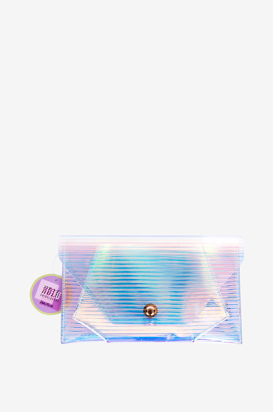 HELIO FERRETTI Pochette enveloppe en PVC texturé holographique à pression Maison MULTICOLORE 1