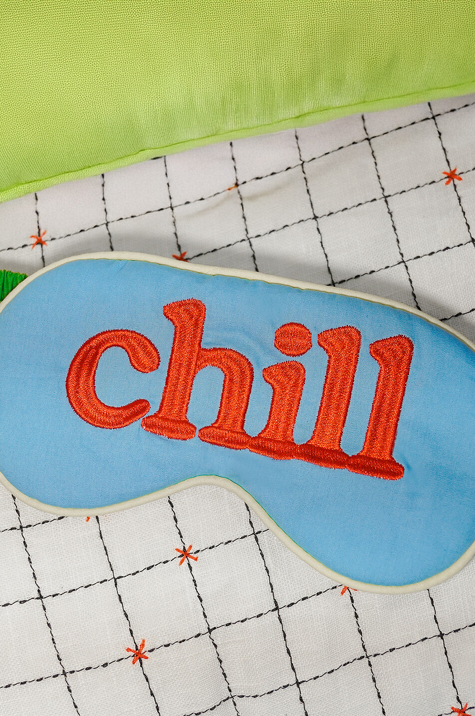 HELIO FERRETTI Masque de sommeil brodé Chill Maison BLEU CLAIR 3
