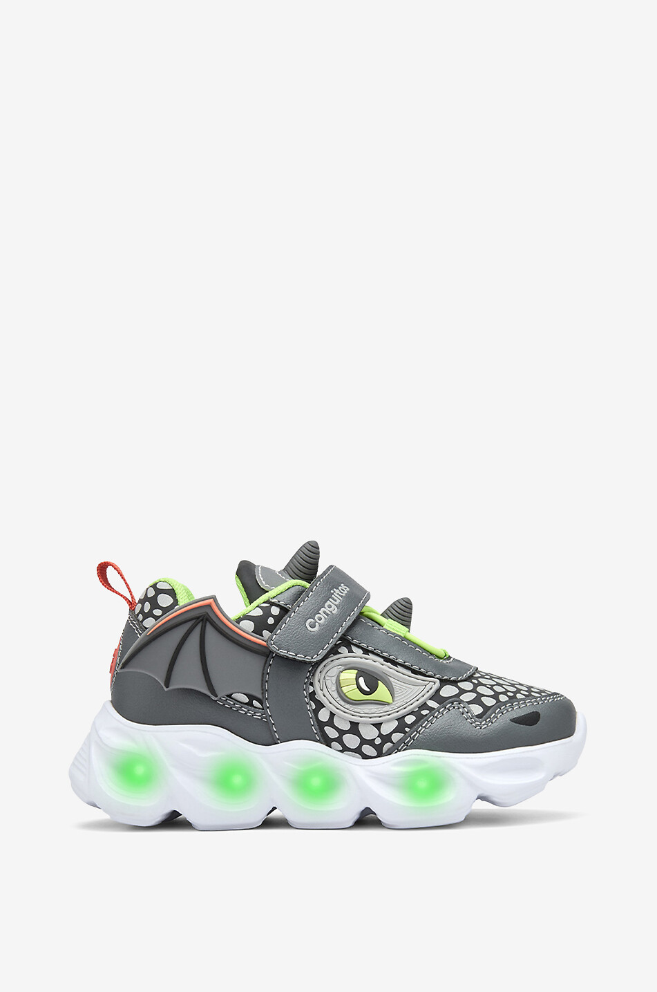 CONGUITOS Leuchtende Niedrige Sneakers mit Drachenmotiv für Jungen aus Kunstleder Junge SCHWARZ 1