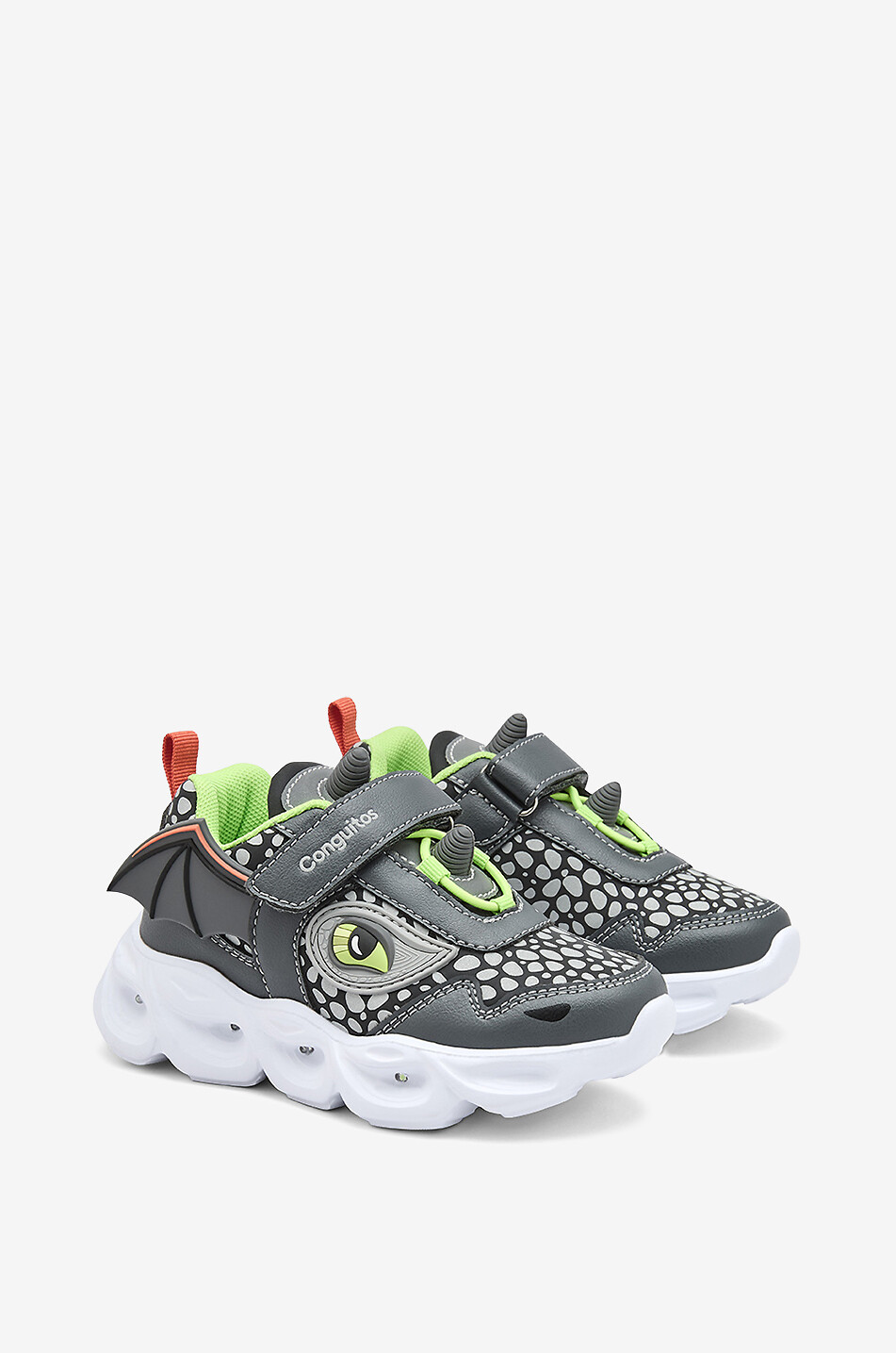 CONGUITOS Leuchtende Niedrige Sneakers mit Drachenmotiv für Jungen aus Kunstleder Junge SCHWARZ 2