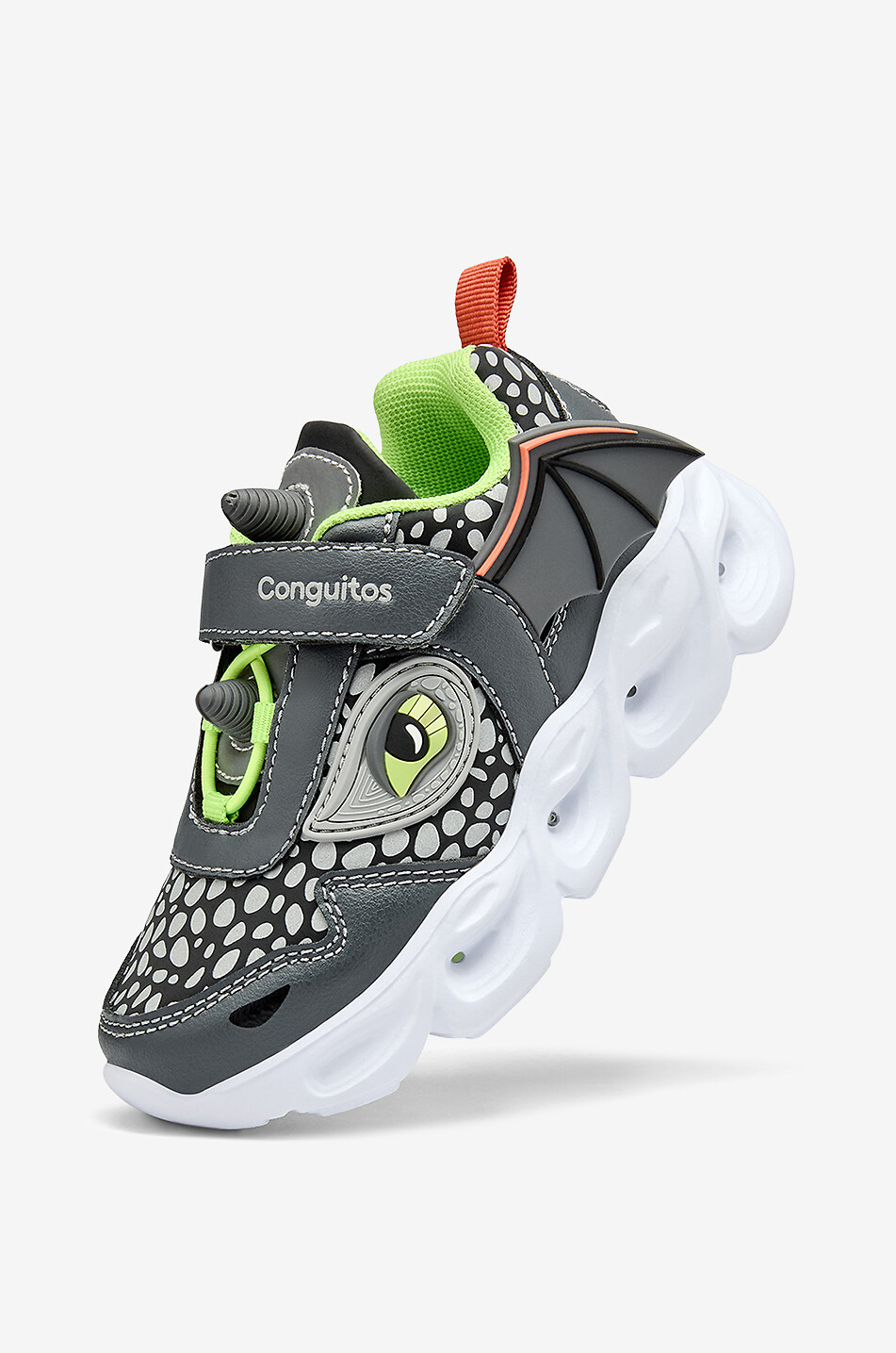 CONGUITOS Leuchtende Niedrige Sneakers mit Drachenmotiv für Jungen aus Kunstleder Junge SCHWARZ 3