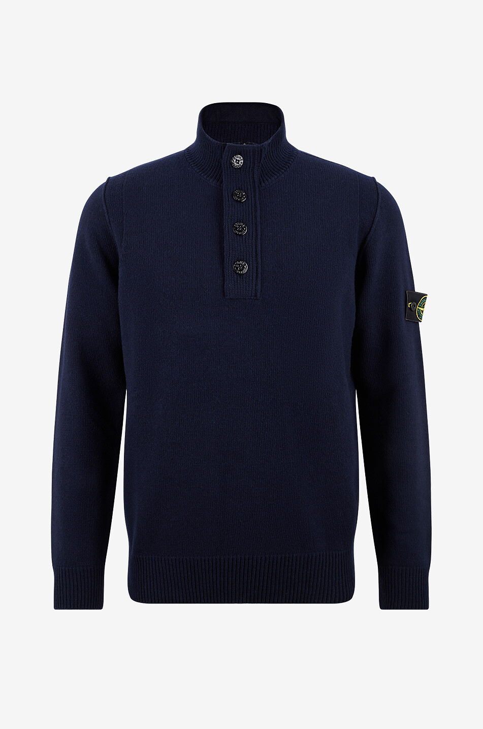 STONE ISLAND Pullover mit geknöpftem Stehkragen mit Zip 5100040 Lambswool Herren DUNKELBLAU 1